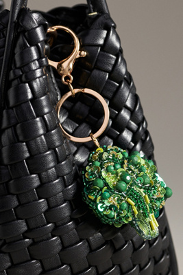 Anthropologie Beaded Vegetable Bag Charm In Green