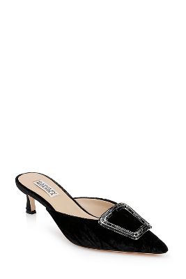 BADGLEY MISCHKA ABIGAYL RHINESTONE KITTEN-HEEL MULES 