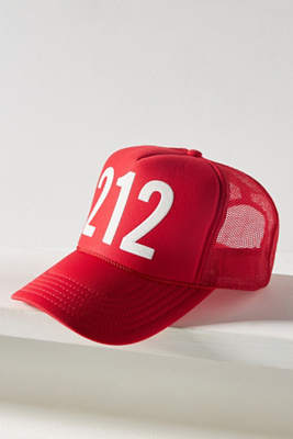 Ascot + Hart Zip Code Trucker Hat In Red