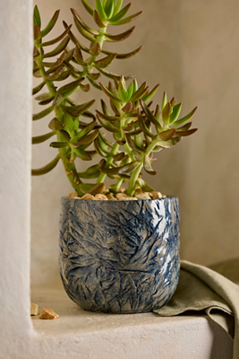 Terrain Blue Crackle Stoneware Planter
