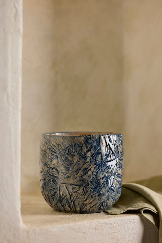Blue Crackle Stoneware Planter #3
