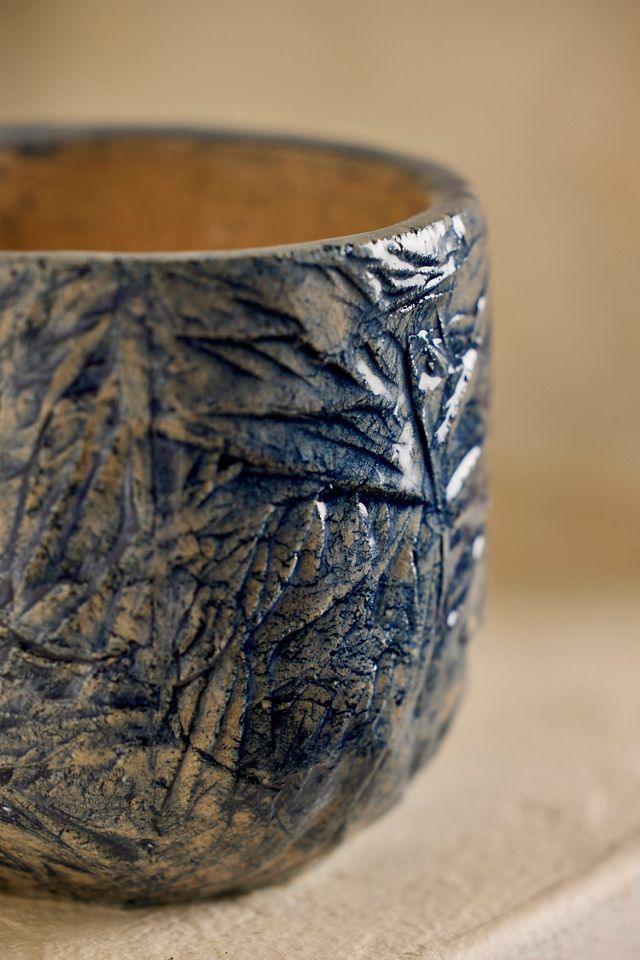 Blue Crackle Stoneware Planter #1
