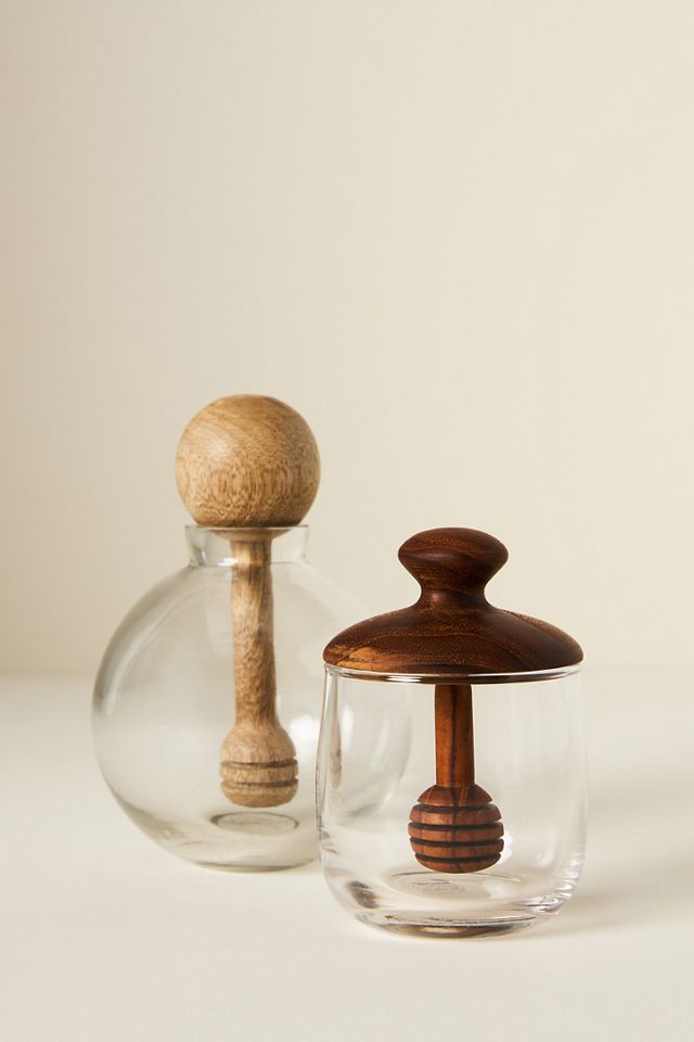 Teak Wood Honey Pot #1