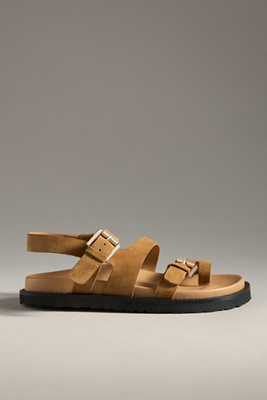 By Anthropologie Suede Buckle Sandals In Yellow