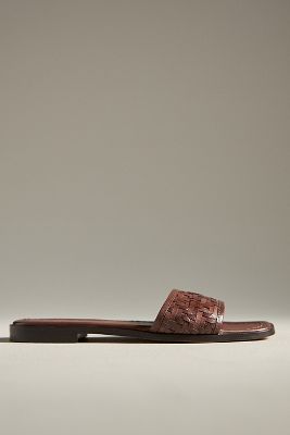 Woven Leather Slide Sandals