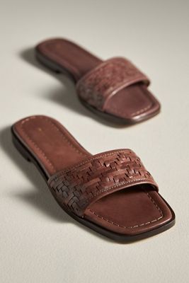 Woven Leather Slide Sandals