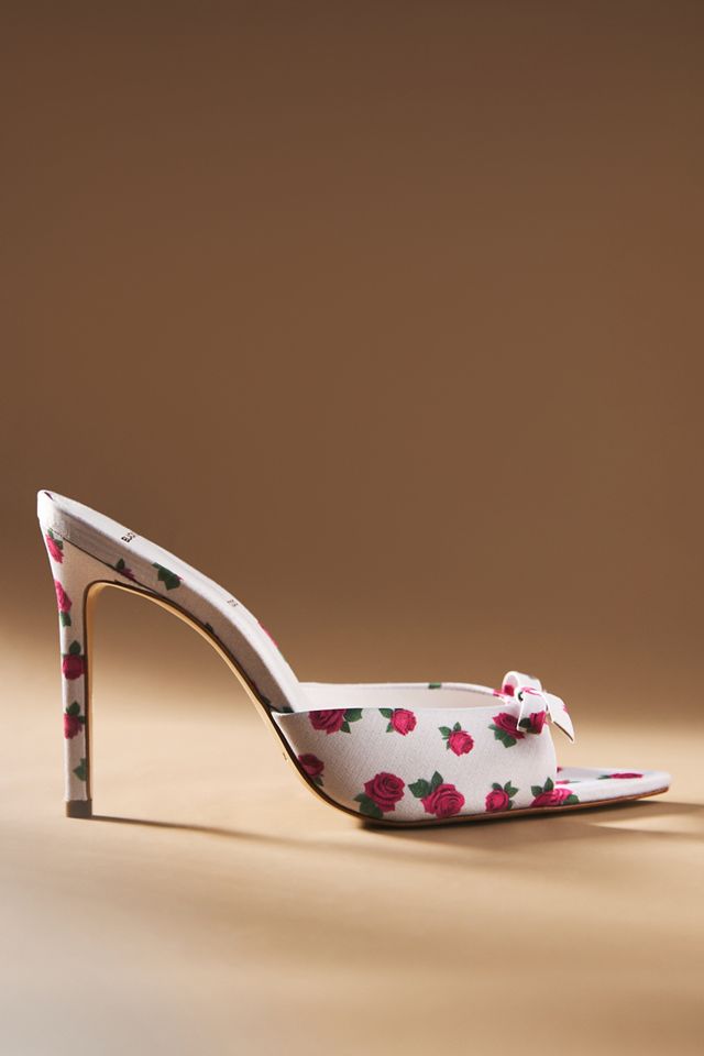 Black Suede Studio Brea Bow Floral Mule Heels #1