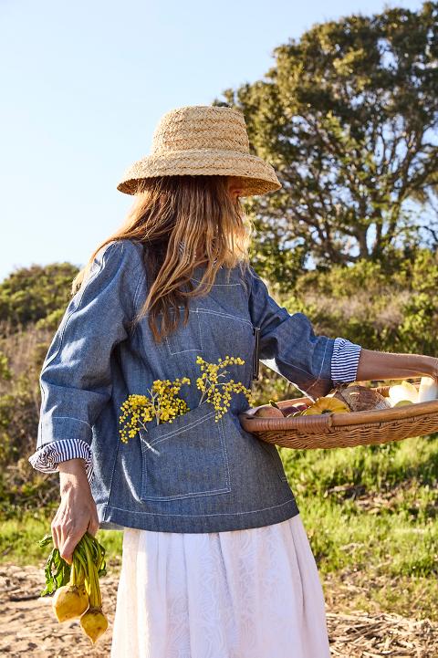 Terrain x Of Dress Gardening Smock, Denim Herringbone