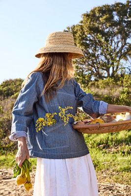 Terrain x Of Dress Gardening Smock, Denim Herringbone