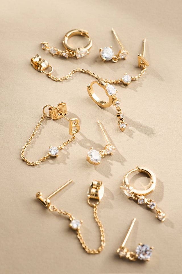 Monogram and Crystal Earrings, Set of 3 #1