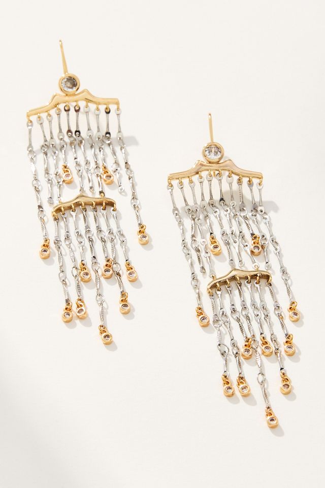 Mixed Metal Chandelier Drop Earrings #1