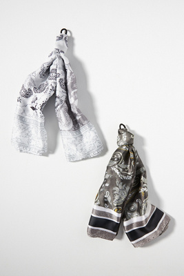 By Anthropologie Patterned Hair Scarves, Set Of 2 In Grey