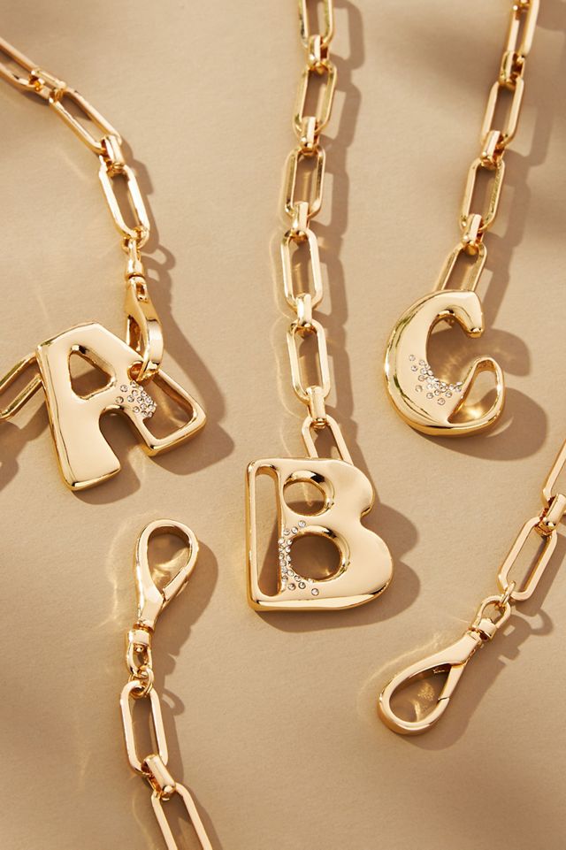 Bubble Letter Monogram Paperclip Chain Necklace #2