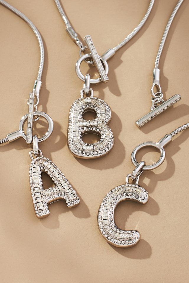 Bubble Letter Monogram Pavé Toggle Necklace #1