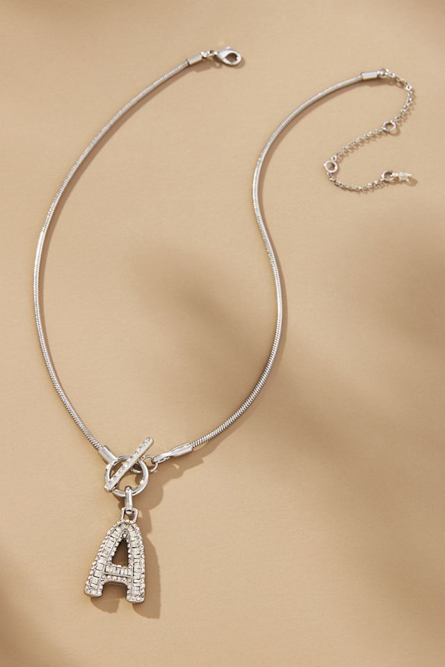 Bubble Letter Monogram Pavé Toggle Necklace #2