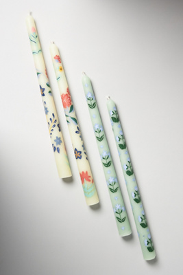 Anthropologie Franny Handpainted Taper Candles, Set Of 2