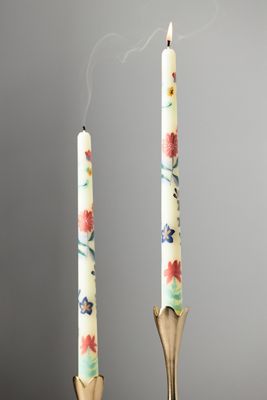 Franny Handpainted Taper Candles, Set of 2