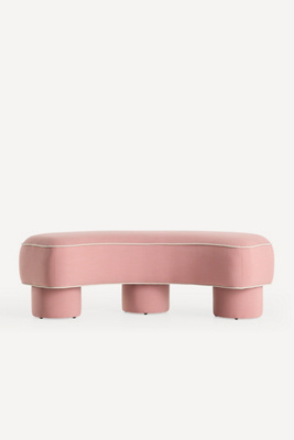 Anthropologie Modella Performance Linen Curved Bench In Pink