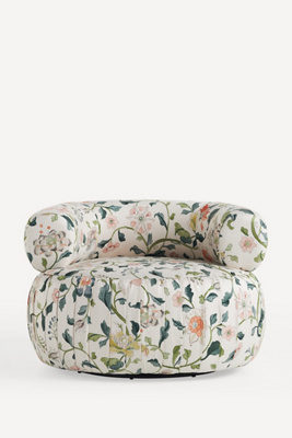 Anthropologie Martinique Hattie Floral Pleated Swivel Chair