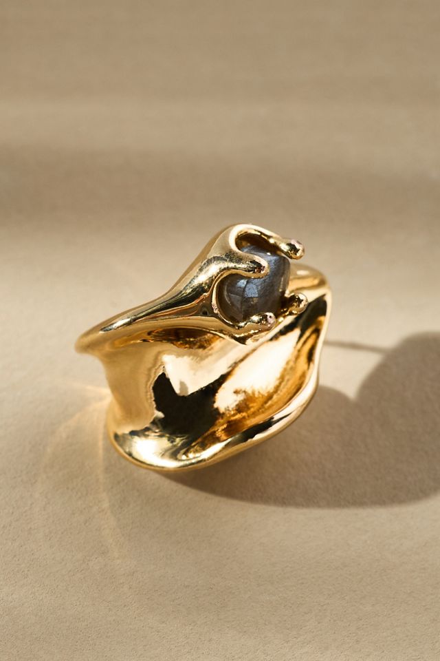 Embedded Stone Wavy Earrings #1