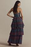 Hutch Strapless Multi Tiered Floral Tulle Maxi Dress