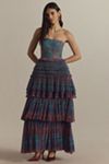 Hutch Strapless Multi Tiered Floral Tulle Maxi Dress
