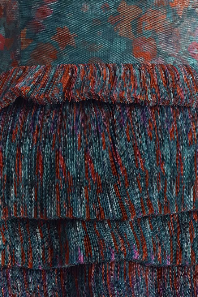 hutch strapless multi tiered floral tulle maxi dress Hutch Strapless Floral Tulle Maxi Dress In Orange Garden Party Floral - 29%  Off