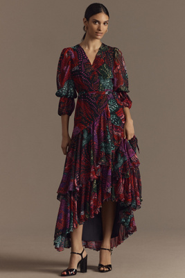 HUTCH CARLOTTA HIGH-LOW WRAP DRESS 