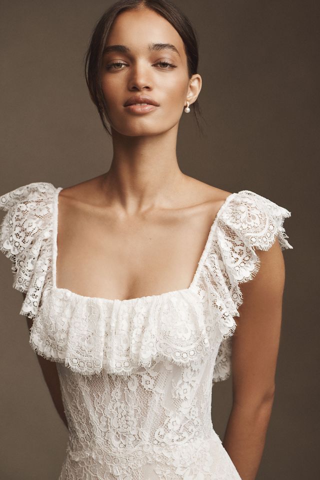 RISH Lauren Square-Neck A-Line Tiered Lace Wedding Gown #5