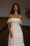 RISH Lauren Square-Neck A-Line Tiered Lace Wedding Gown