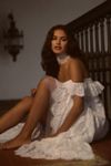 RISH Lauren Square-Neck A-Line Tiered Lace Wedding Gown