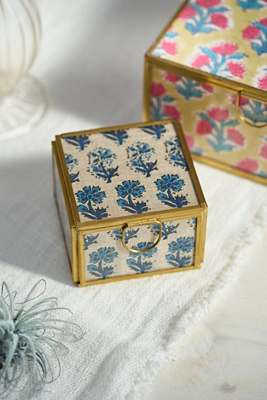 Terrain Printed Fabric Brass Box