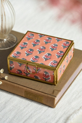 Terrain Printed Fabric Brass Box