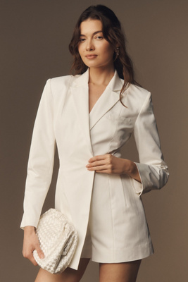 Shop Bhldn Blazer Romper Jacket In White