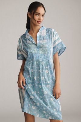 Mille Playa Floral Kaftan In Blue