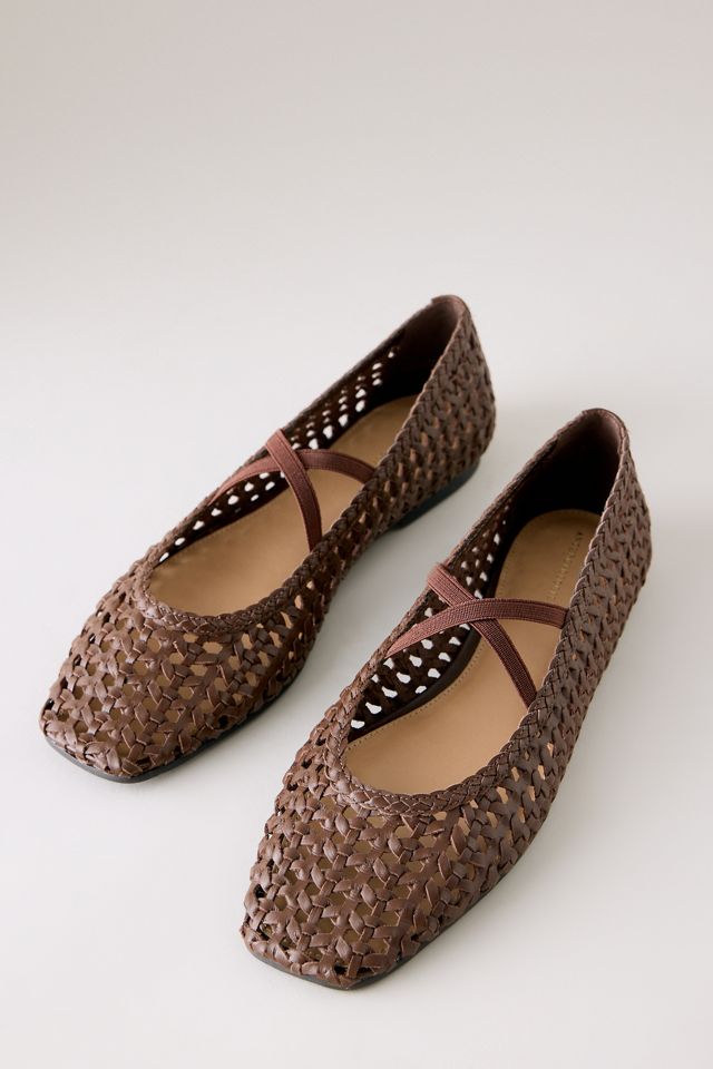 Zapatos Planos de Ballet de Cuero Tejido By Anthropologie #1