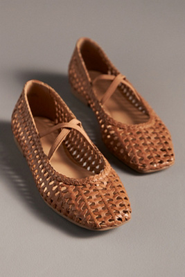By Anthropologie Woven Leather Ballet Flats