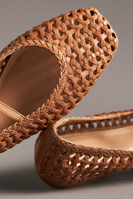 By Anthropologie Woven Leather Ballet Flats