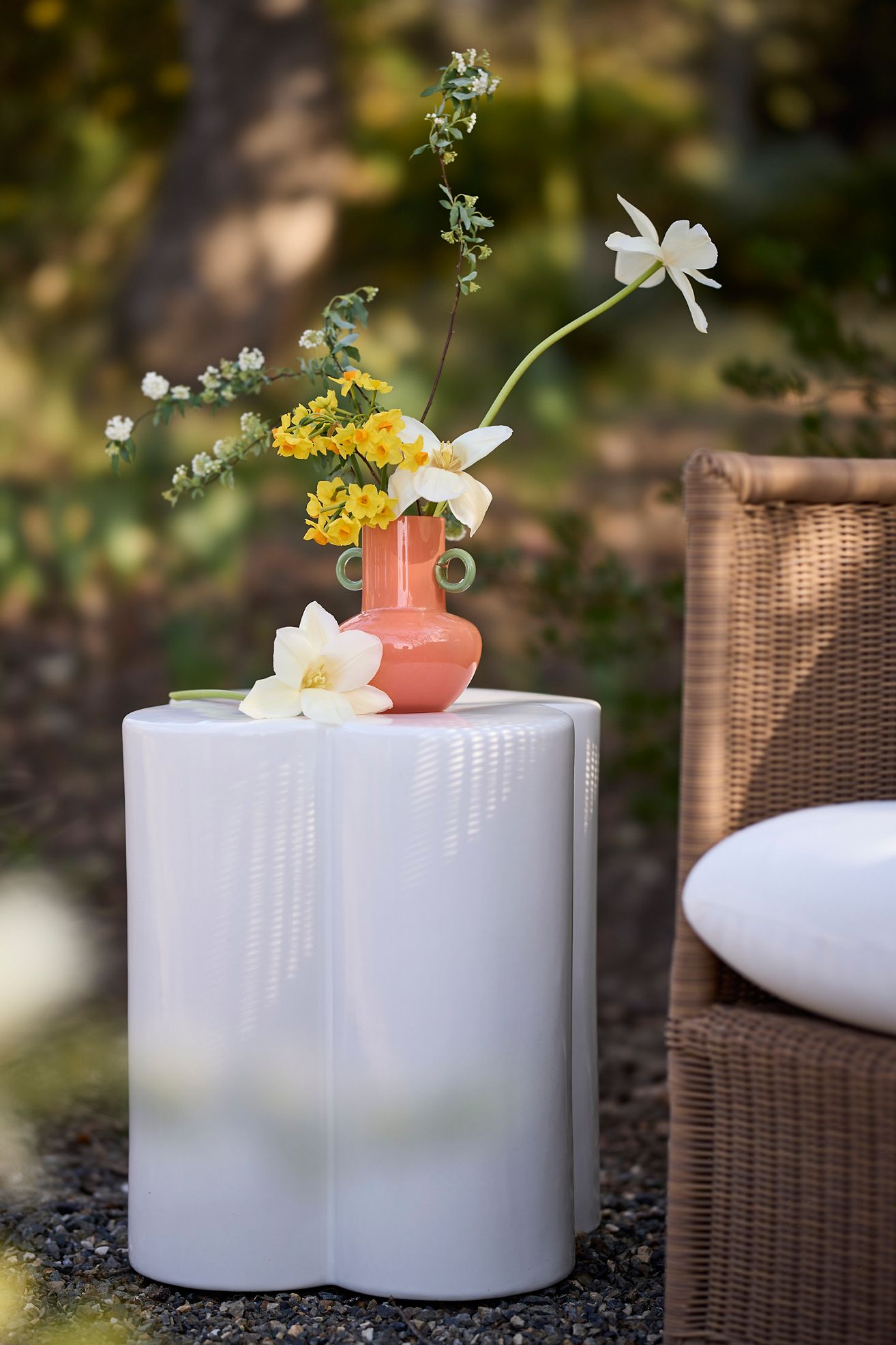 Clover Ceramic Side Table - White, One Size