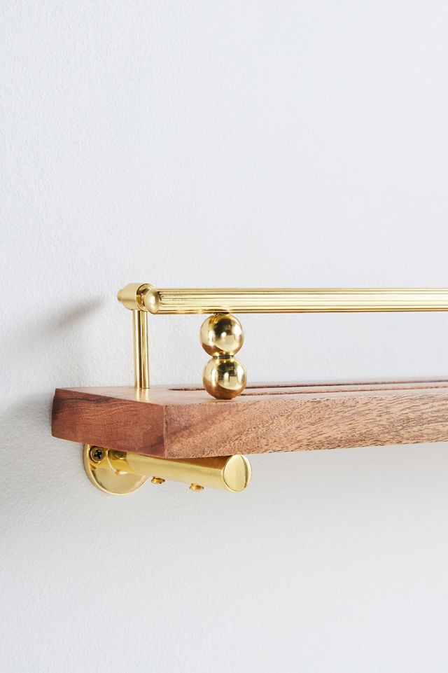 Aldina Acacia Wood & Brass Plate & Spice Rack #1