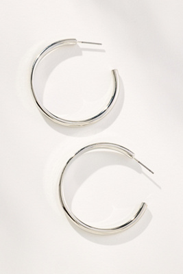 By Anthropologie Thin Rocker Hoop Earrings In Silver