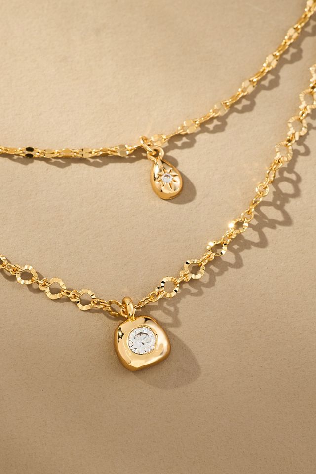 Crystal Pendant Layered Necklace #1
