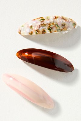 ANTHROPOLOGIE RESIN BARRETTE HAIR CLIPS, SET OF 3 