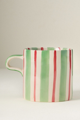 Anthropologie Daily Stripe Mug In Green