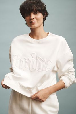 BRIDEMERCH Bride Oversized Crop Crew-Neck Sweatshirt