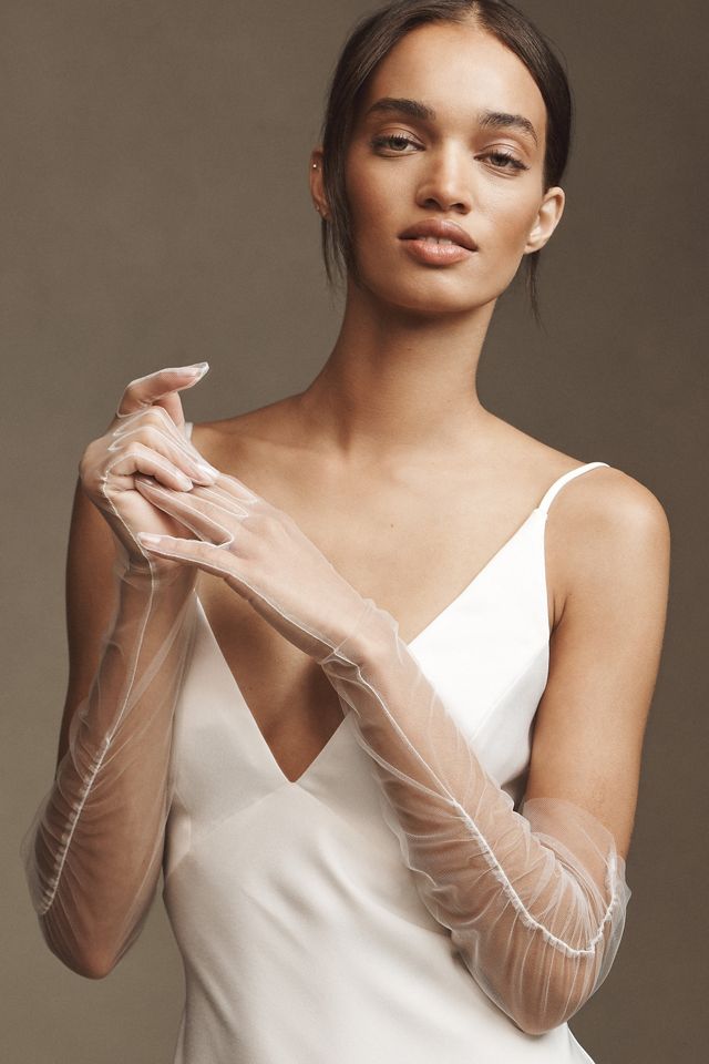 BHLDN Solid Ruched Tulle Gloves #1
