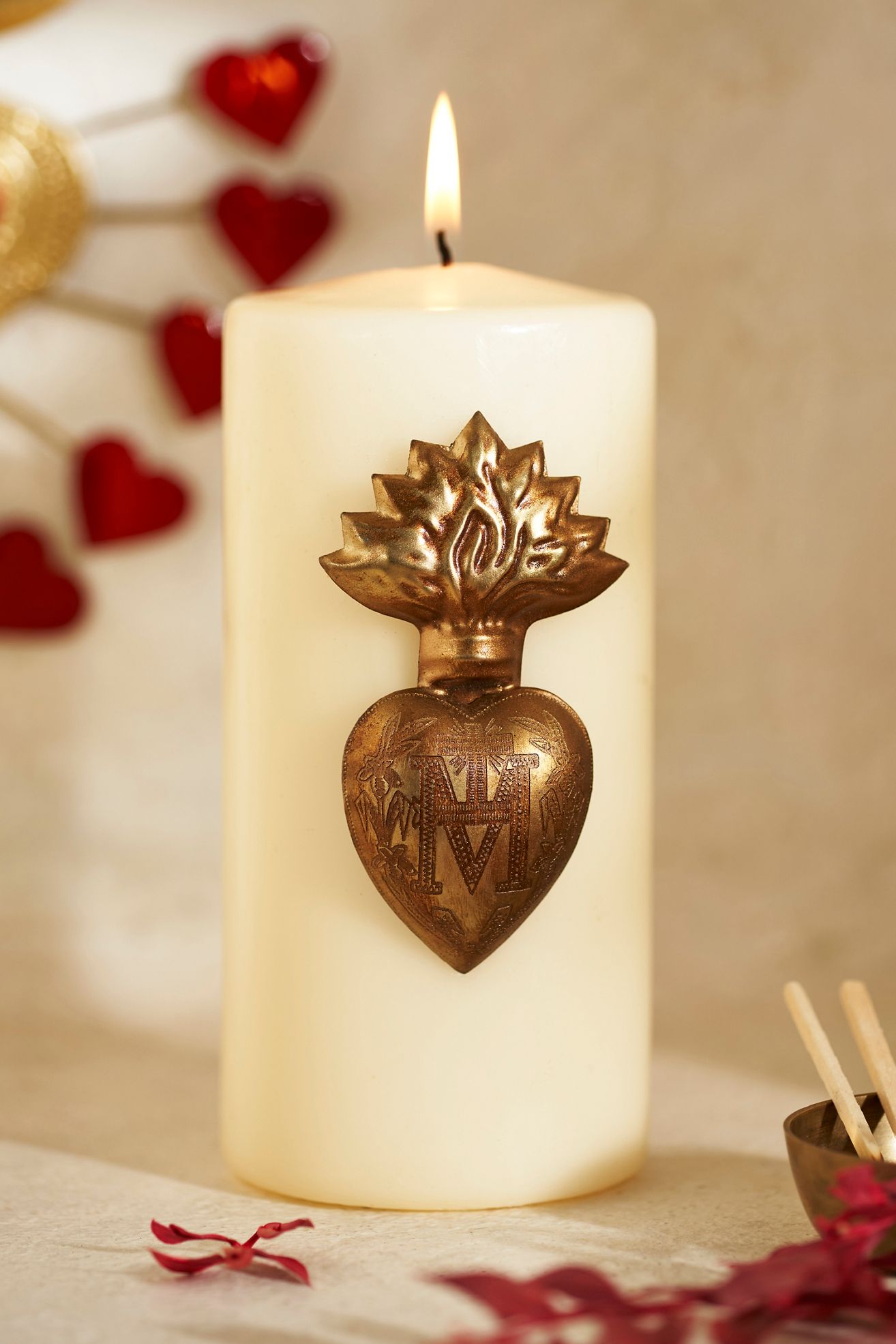Heart Candle Pin - Gold, One Size