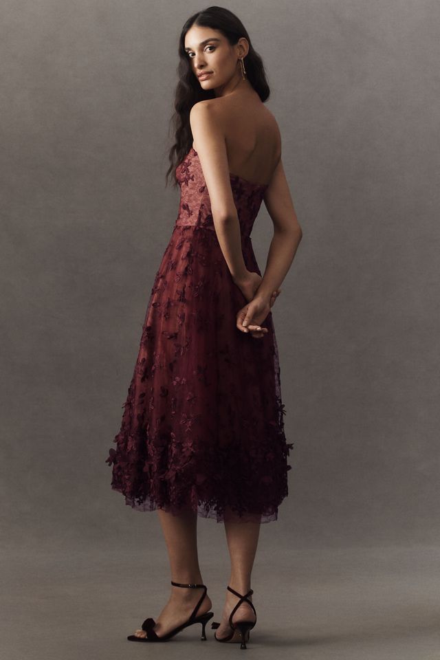 Dress The Population Kailyn Strapless Embroidered Lace Fit & Flare Midi Dress #1