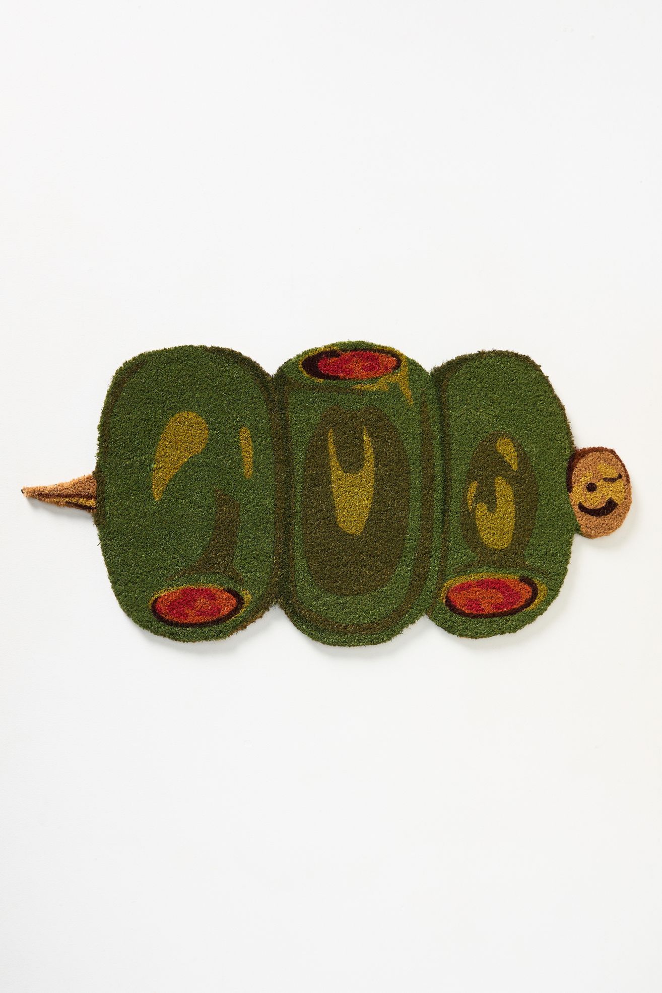 Olive-Shaped Coir Printed Doormat - Green, 18" x 30"