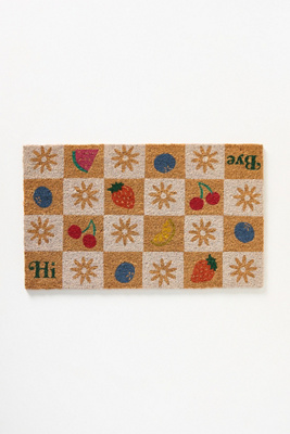 Checkered Fruit Coir Printed Doormat